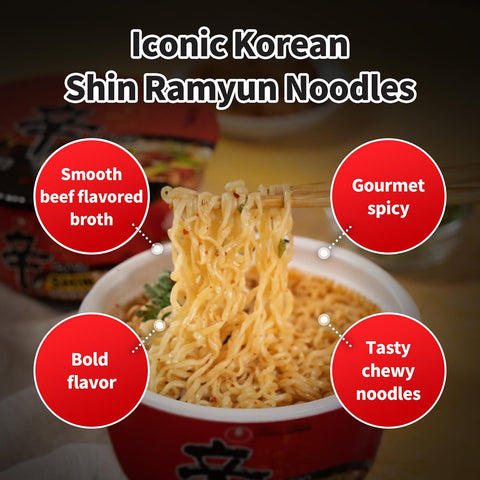 Nongshim Shin Ramyun Big Bowl, Spicy Instant Noodles, Microwaveable, 4.02 Ounce (Pack of 6)
