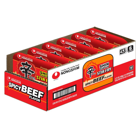 Nongshim Ramen Noodles, Gourmet Instant Ramen Bowl, Premium Microwavable Noodle, Stir-Fry Square, 3.73 Ounce (Pack of 6)