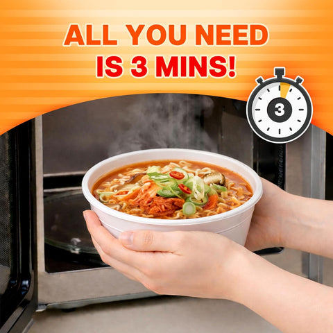 Nongshim Ramen Noodles, Gourmet Instant Ramen bowl, Premium Microwavable Noodle Soup, Kimchi, 3.03 Ounce (Pack of 12)