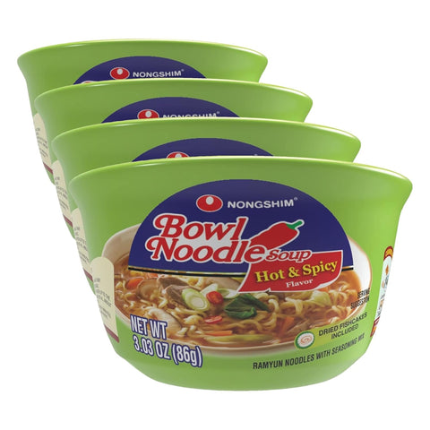 Nongshim HOT & SPICY Noodle Soup, 3.03 Ounce (Pack of 4)