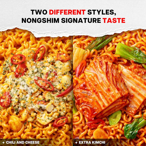 Nongshim Shin Ramyun Toomba & Shin Kimchi Stir Fry Variety Pack, Creamy & Spicy, Viral Toomba Flavored, Tangy Sweet and Spicy Kimchi, Viral Stir Fry Bundle, 8 Packs