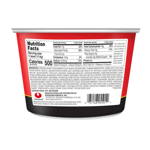 Nongshim Shin Ramyun Big Bowl, Spicy Instant Noodles, Microwaveable, 4.02 Ounce (Pack of 6)